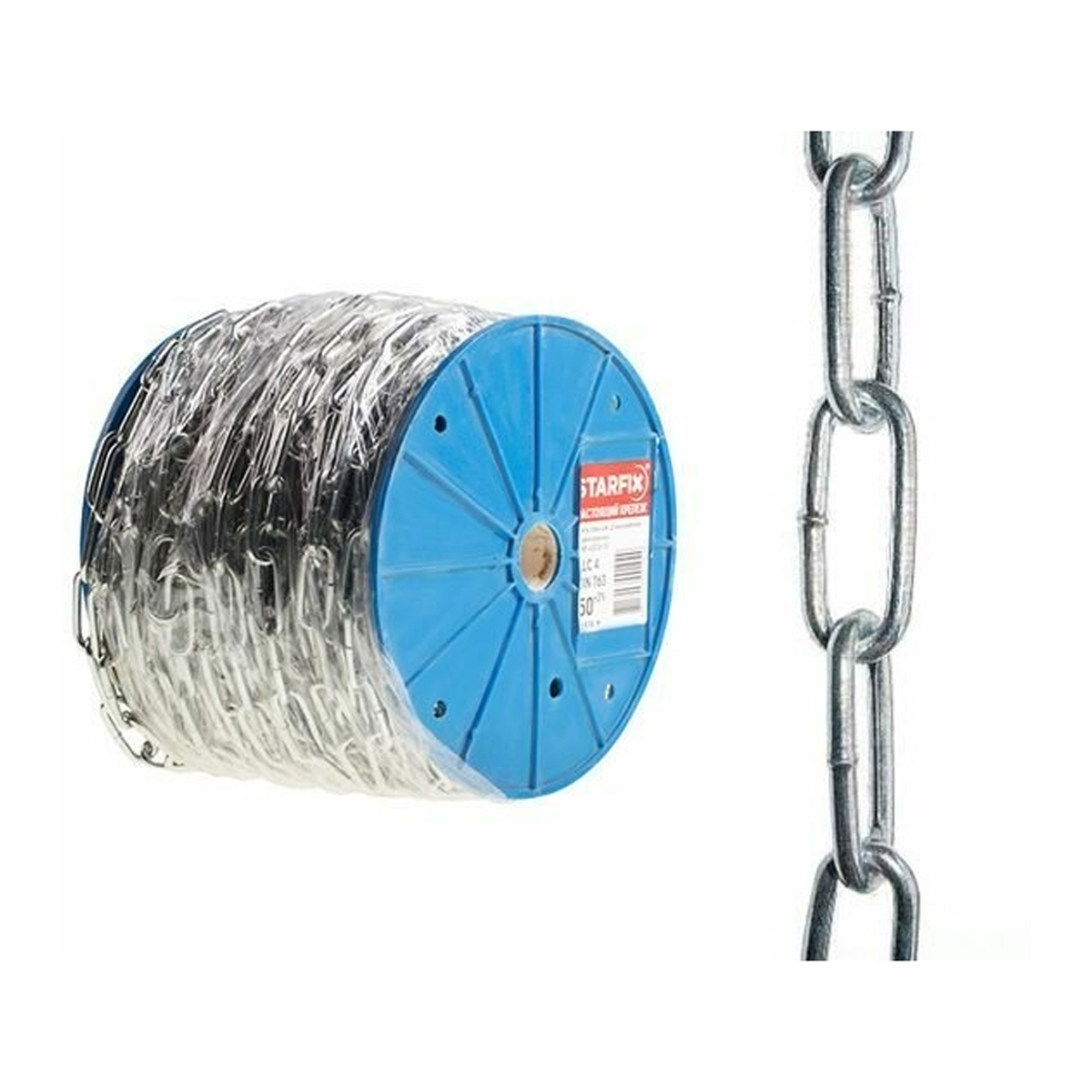 Цепь сварная длиннозвенная, оцинк. М8 DIN 763 (бухта 10 м) STARFIX, арт.SMP-42320-10