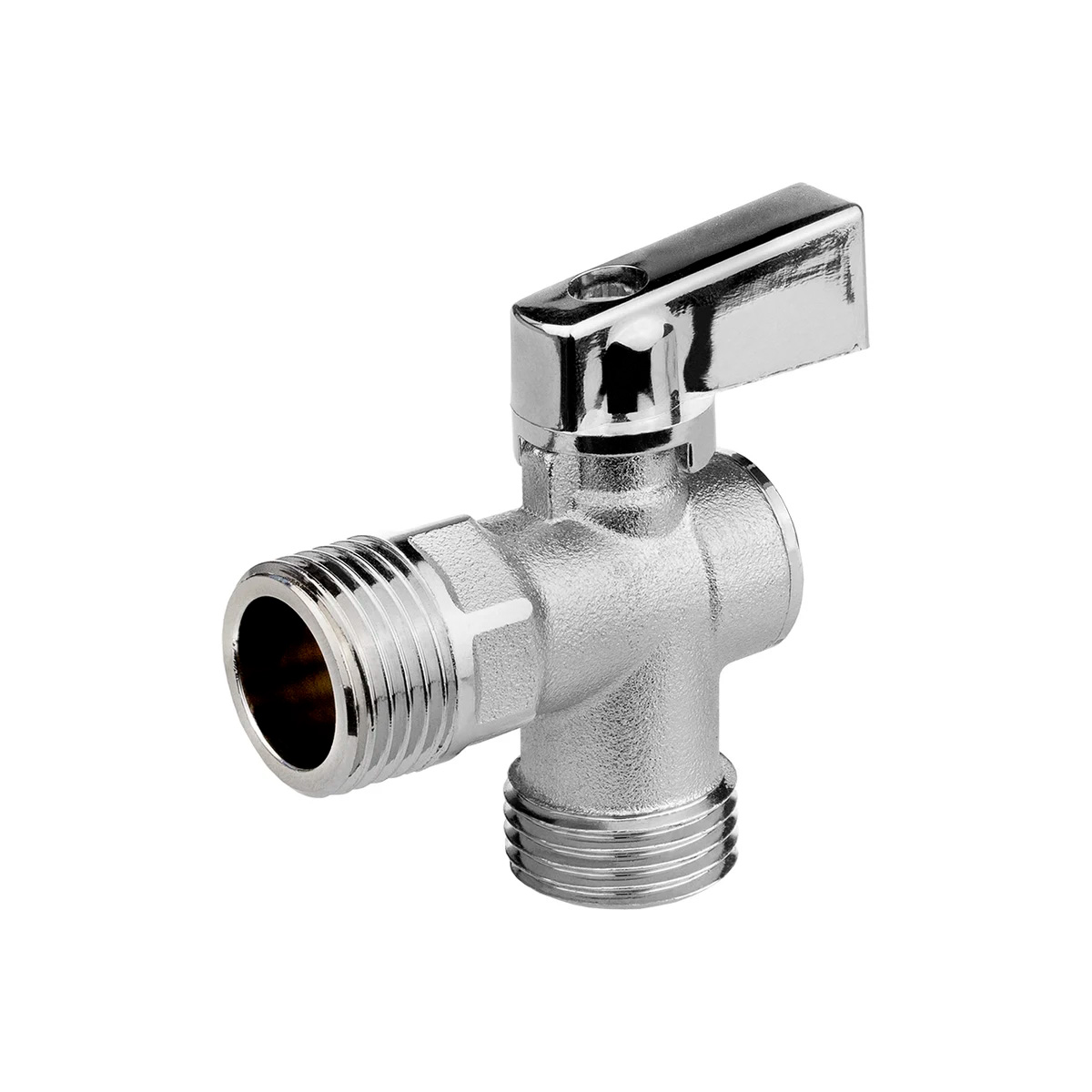 Кран шаровой угловой для бытовой техники 1/2"н/н (флажок сверху) ник.лат.COMPACT,ГОСТ,MASTERPROF