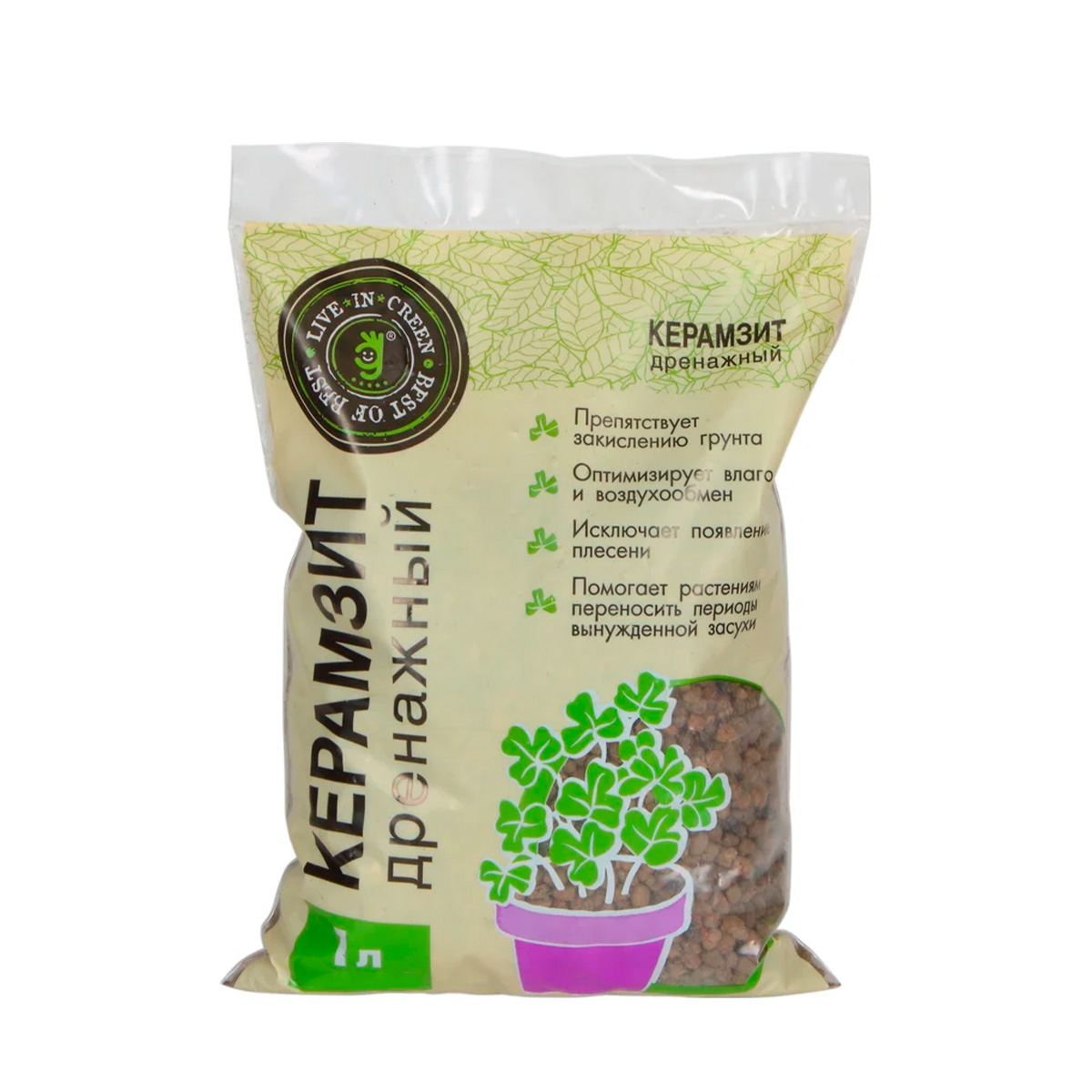 Керамзит дренажный 1 л ,фракция 5-10мм