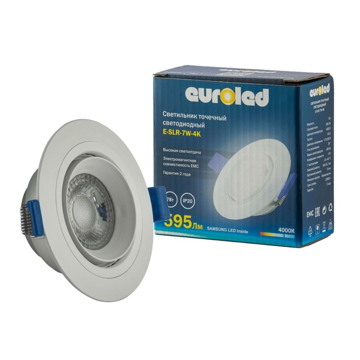 Светильник точечный светодиодный круглый Euroled 7W 4000K
