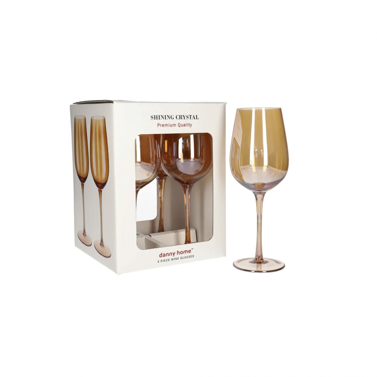 Набор бокалов для вина DH Orange Crystal 450 мл 4 шт 7,5х23см медовый CB04-20