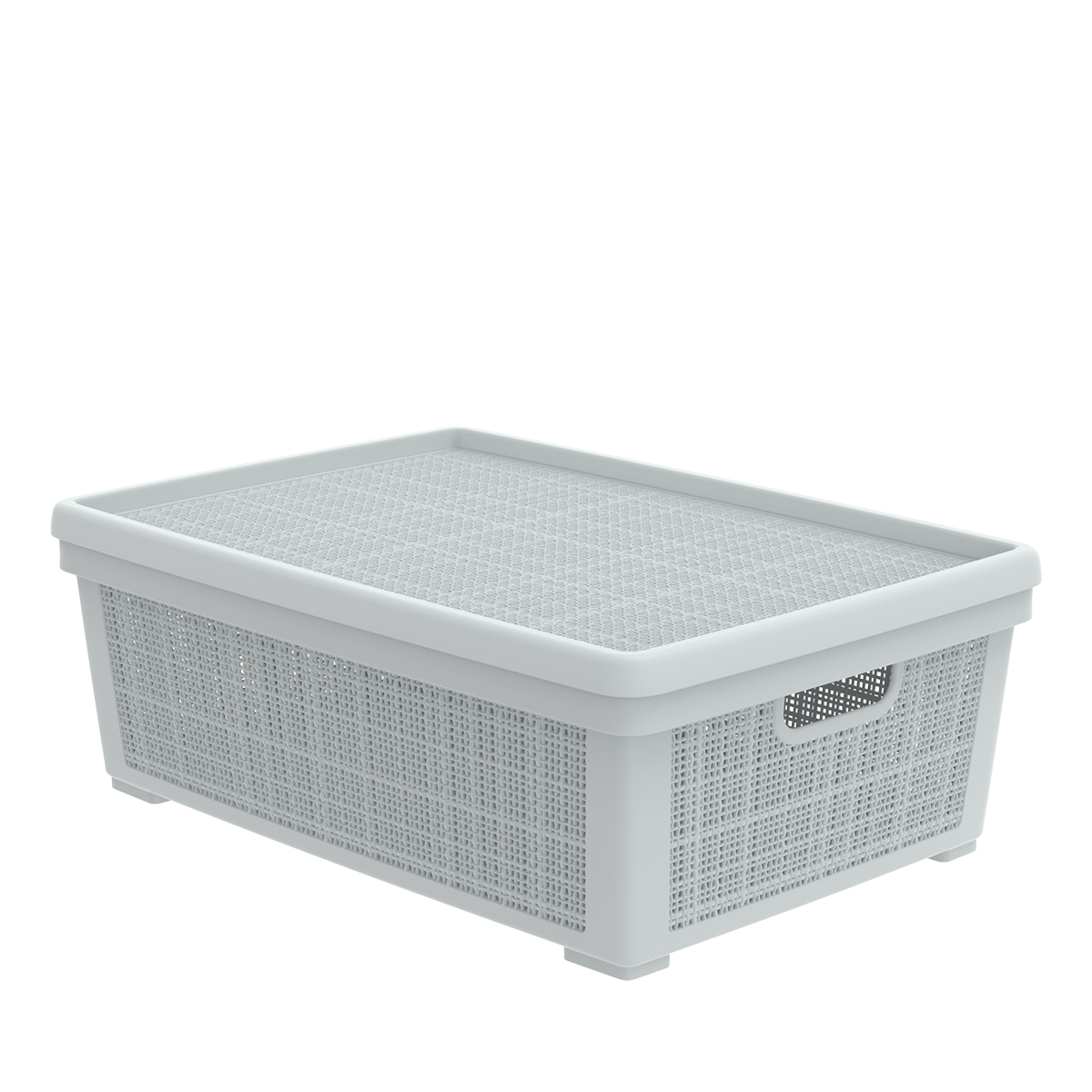 Корзинка для хранения АльтПласт Лён 35л с крышкой, серый АП 476