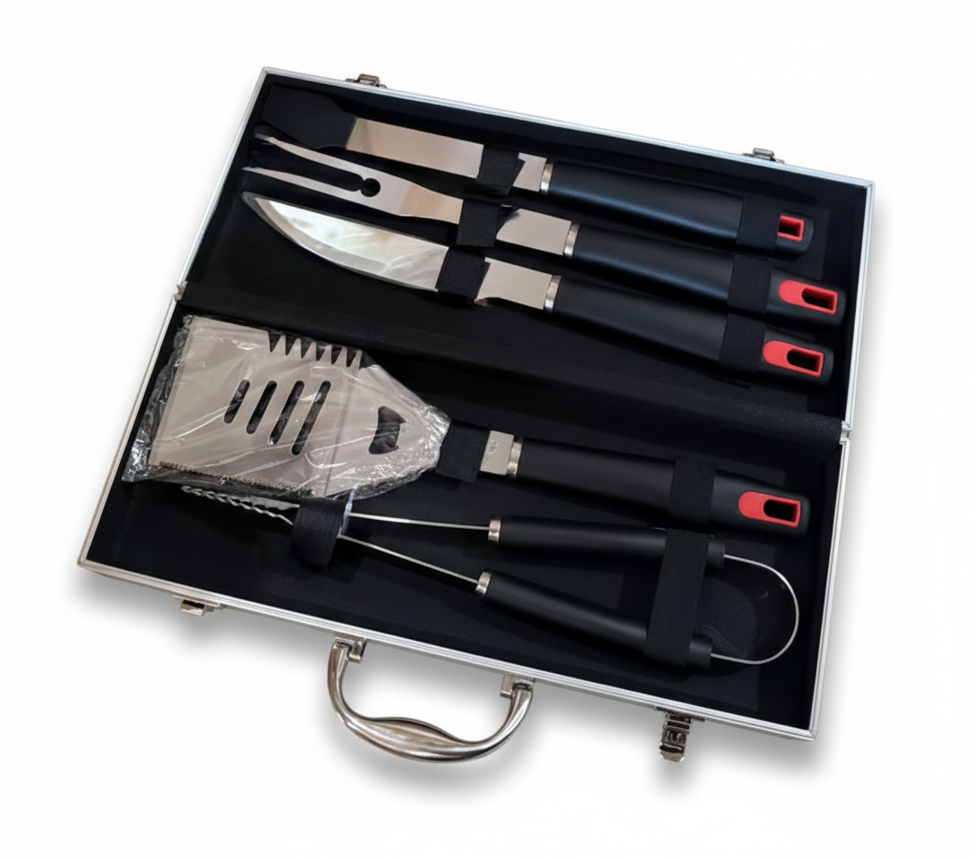 Набор инструментов для барбекю 5 предметов в металлическом чемодане CL-5B CN