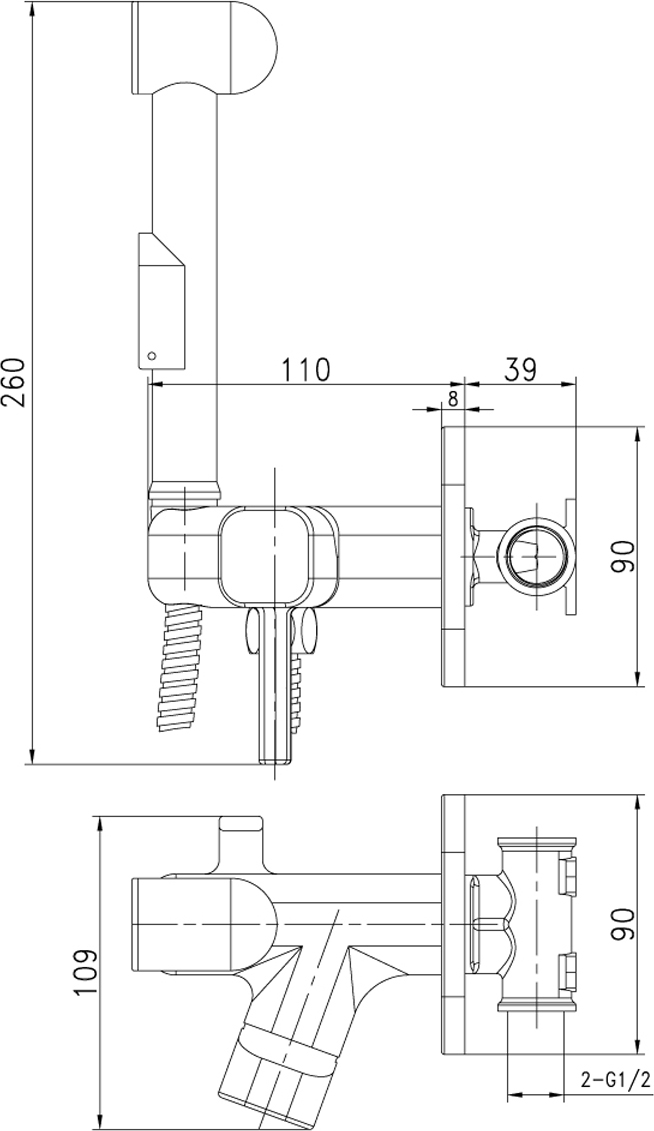 Смеситель гигиеническим душем Lemark LM7165C "Соло", встраеваемый, хром (к/к 10)