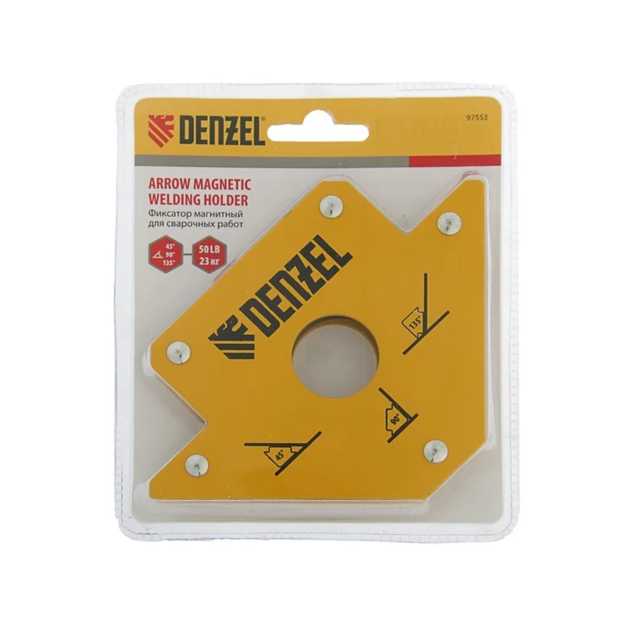 Фиксатор магнитный для сварочных работ усилие 50 LB// Denzel