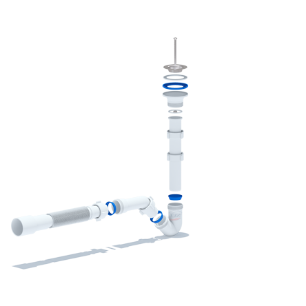 Сифон Ани для биде нерж.чашка d64 1"1/4*32 труба 32*40/50 гофра BD1016