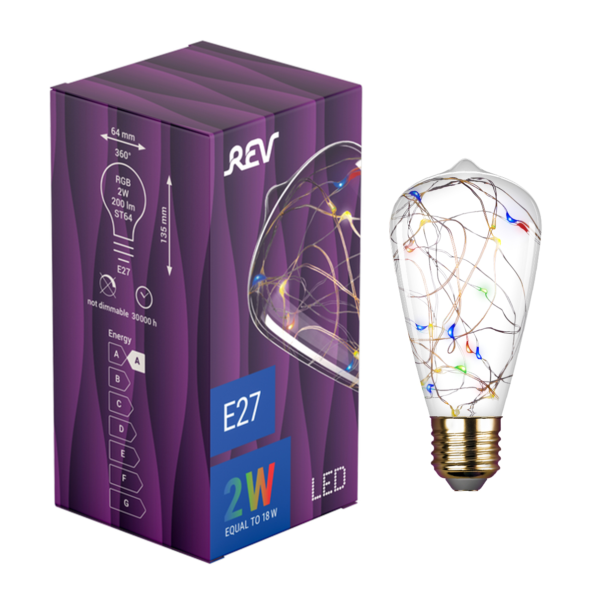 Лампа Rev VINTAGE RGB Starry ST64 E27, DECO Premium (32447 8)