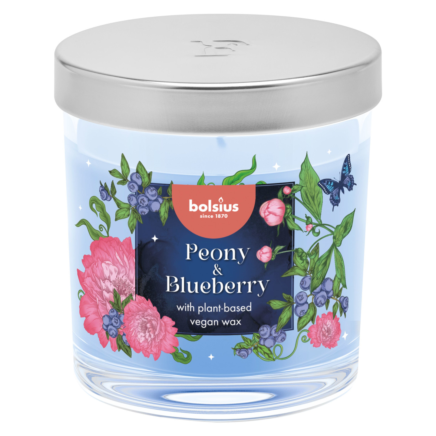 Аромасвеча Bolsius в стакане 8х7,2 см Peony & Blueberry