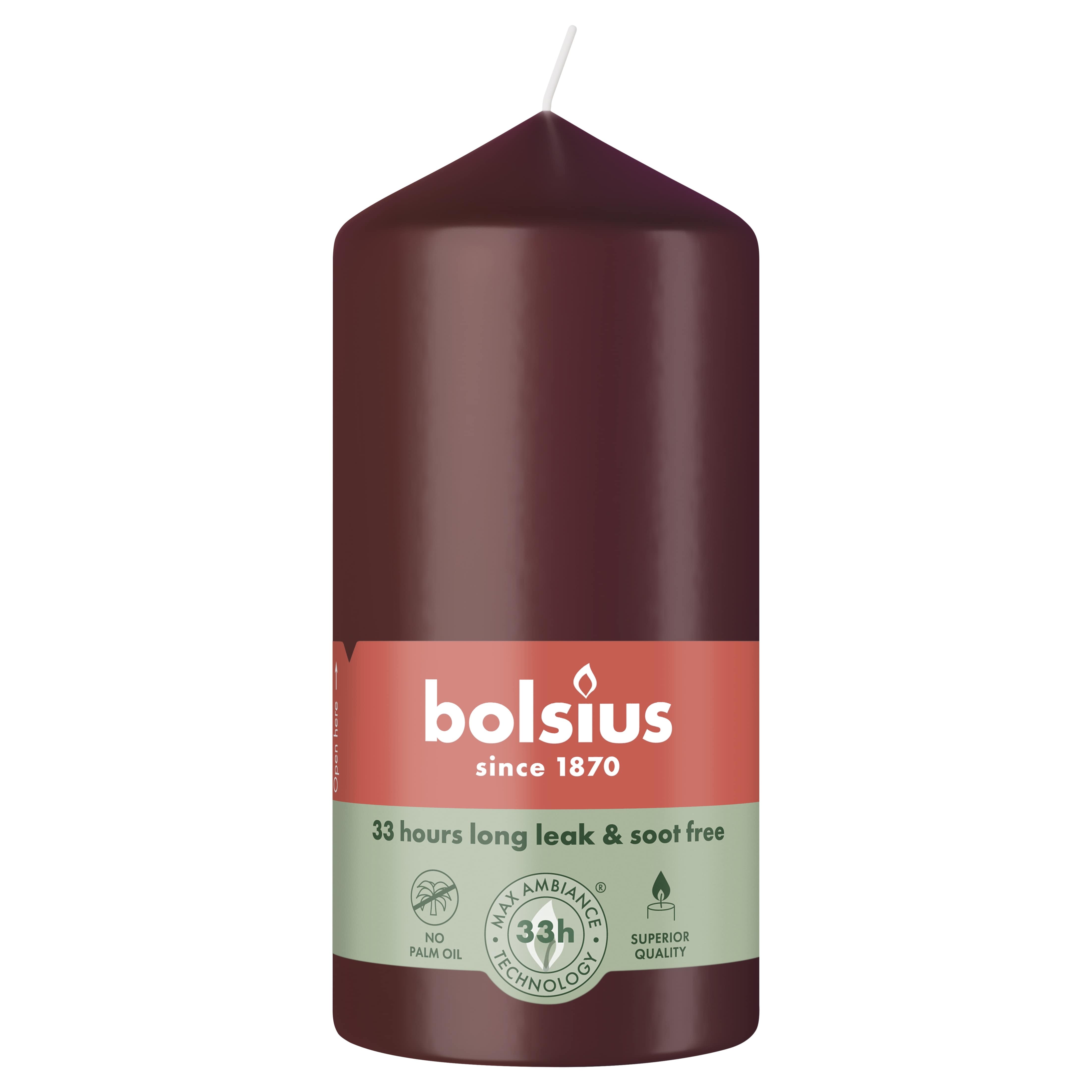Свеча столбик Bolsius 12х5,8 см Velvet Red