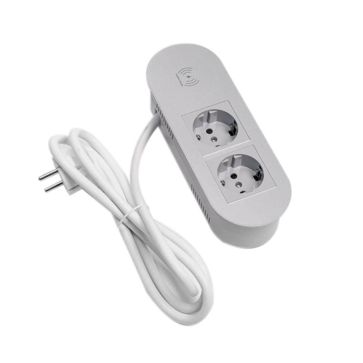Бокс настольный встраиваемый на 2 розетки 200B, 1 USB, 1 TYPE-C, беспроводная зарядка, шнур 1,5 м