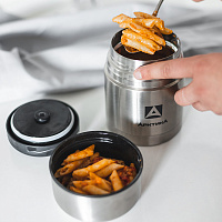 Термос Арктика 301-1000А вакуумный с широким горлом и чехлом 1200 мл серебристый