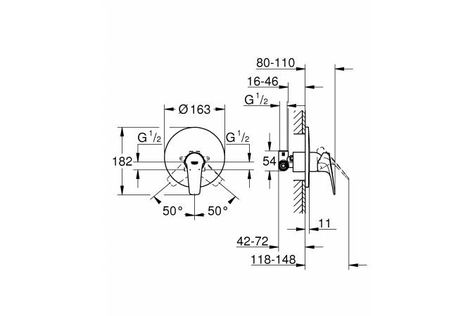 Смеситель для душа Grohe 29116000 Start Flow  встраиваемый, со встроенным механизмом
