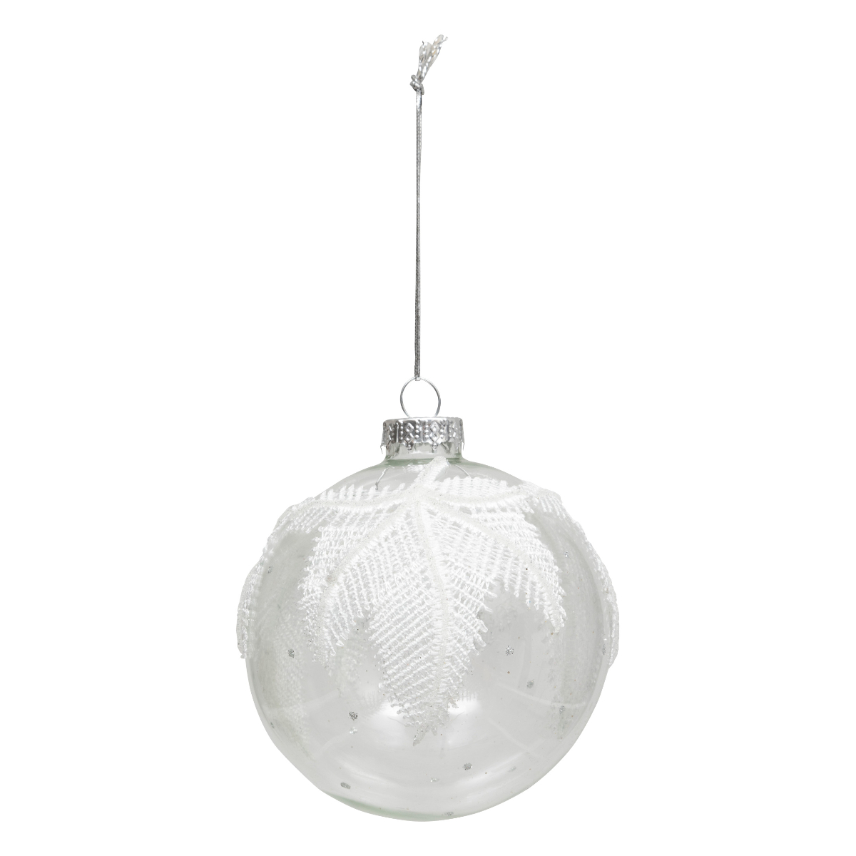 Шар елочный Feeric 9 см Кружевное белое стекло 198400