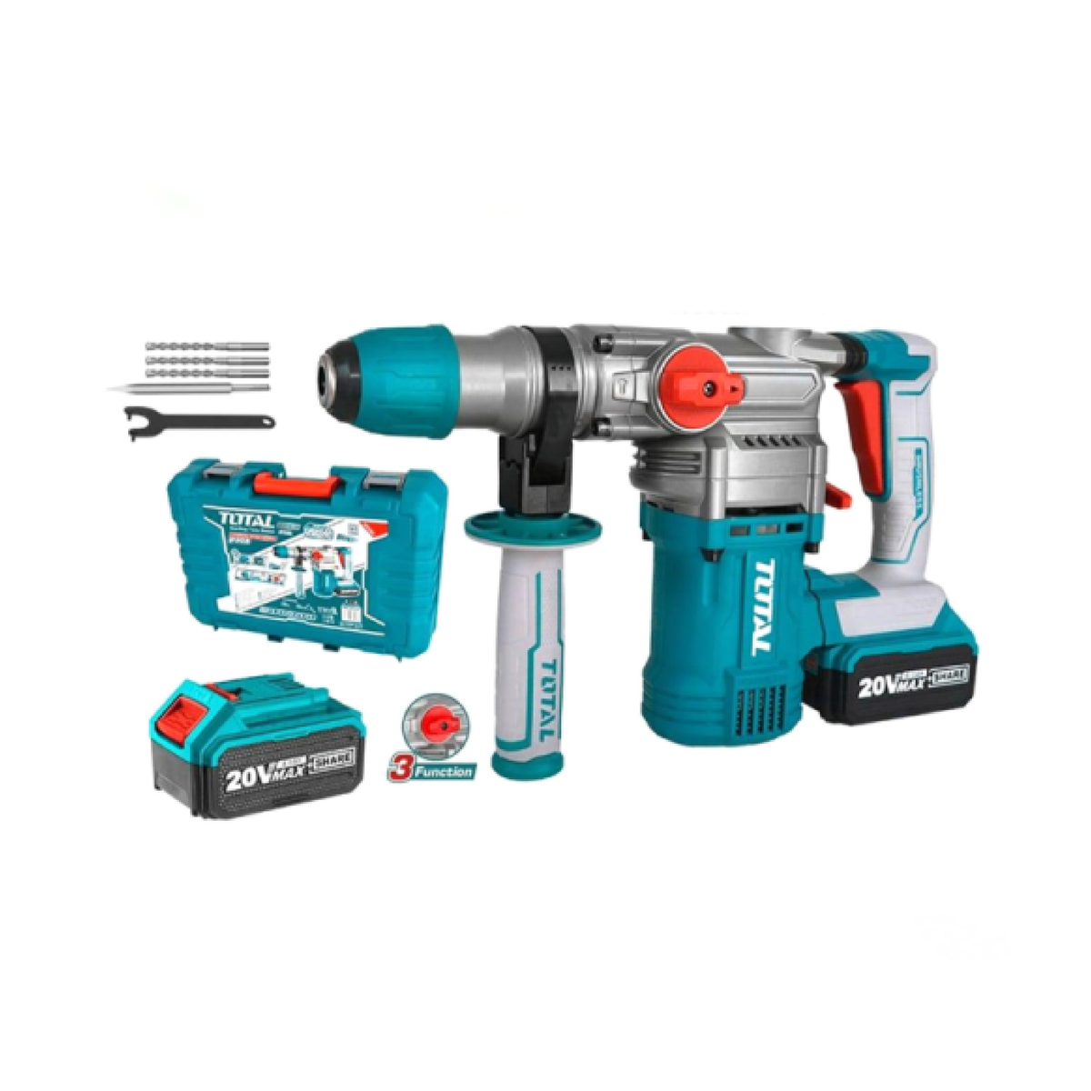 Перфоратор аккумуляторный "ТОТАL" TRHLI202882  литий-ионный  20v, бесщёточный мотор, 4,5J в кейсе