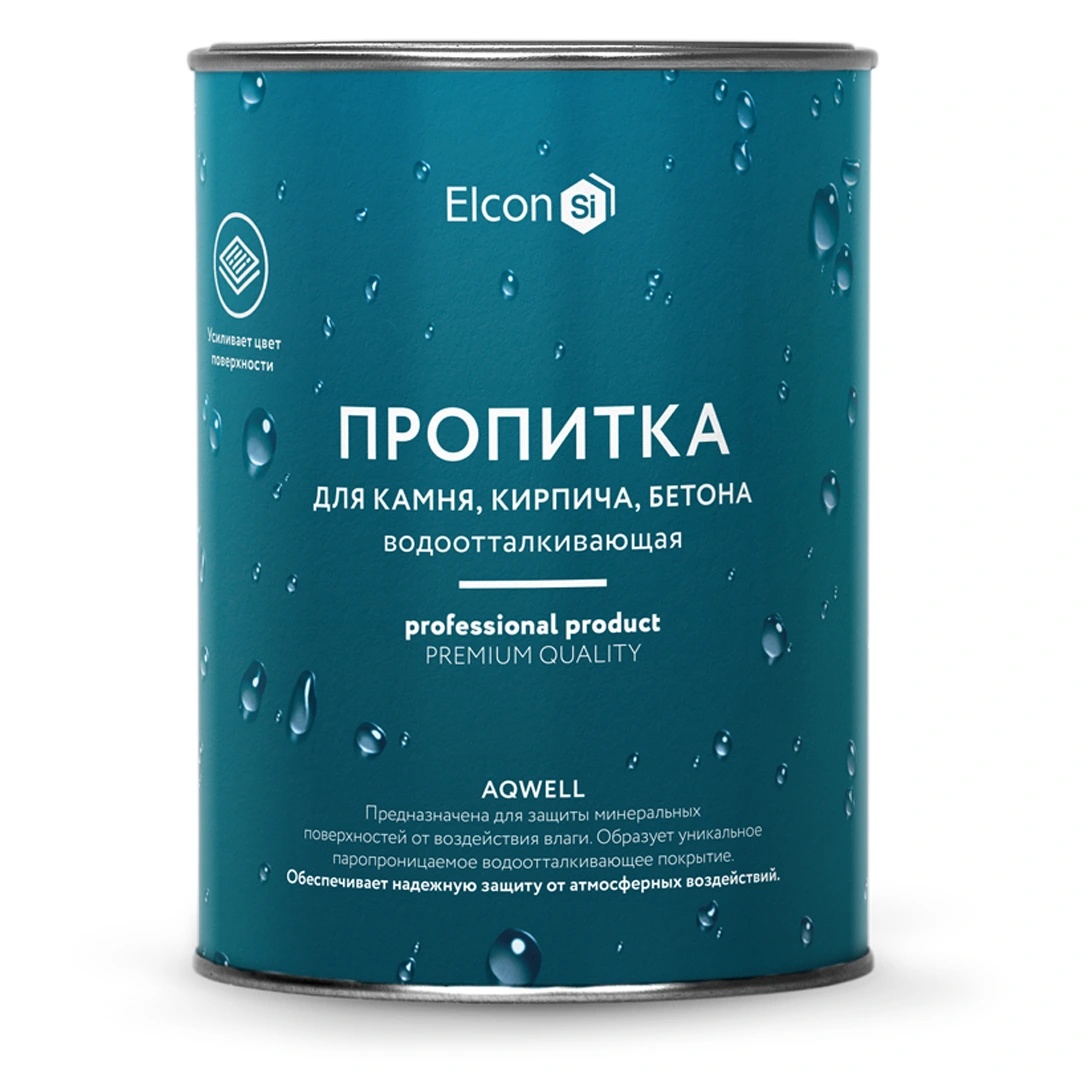 Гидрофобизатор Elcon Aqwell для камня, кирпича и бетона с эффектом "мокрого камня", 0.9 л