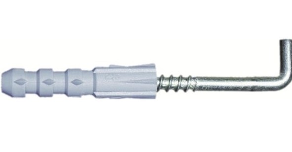 Крюк Г-обр. с дюбелем  8 мм (3 шт)