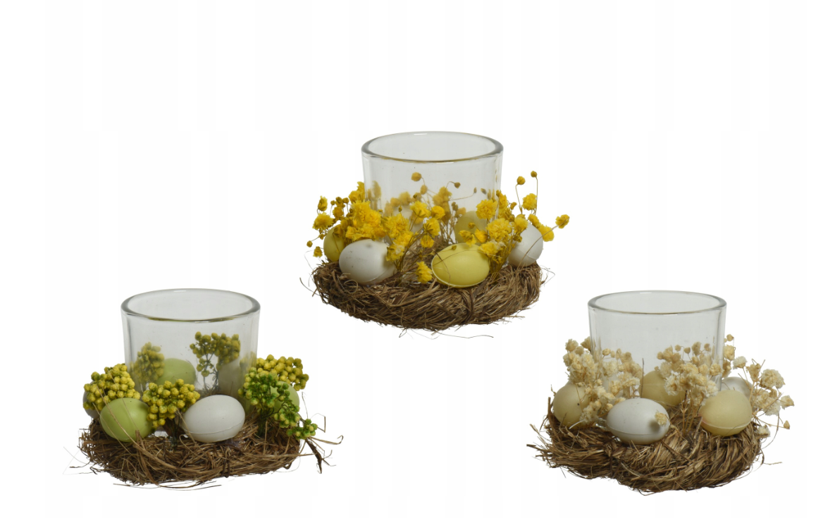 Подсвечник стеклянный Kaemingk, 3 вида в ассортименте 8х9 см 805379