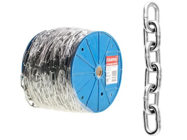 Цепь сварная длиннозвенная, оцинк. М2 DIN 763 (бухта 80 м) STARFIX