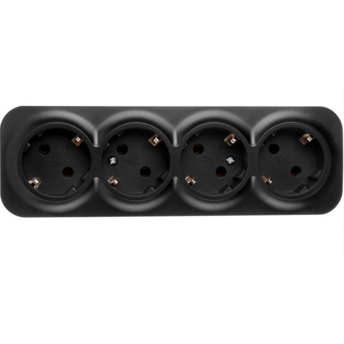 Розетка 4-ая (открытая, с/з) черная, Bailly, LEIDEN ELECTRIC, арт.806019
