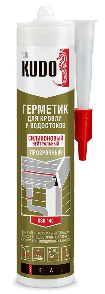 Герметик силиконовый Kudo KSK-140 для кровли и водостоков прозрачный 280 мл