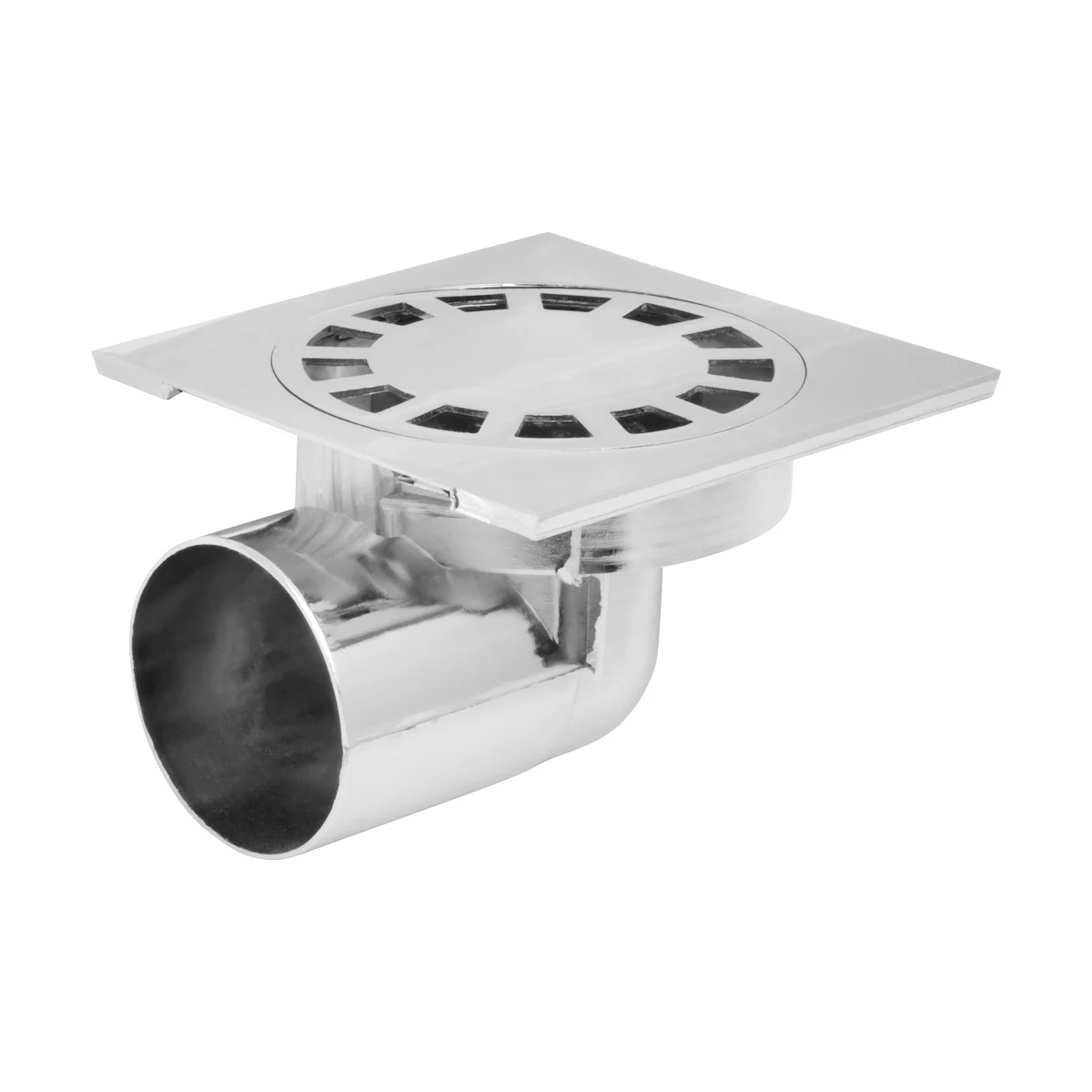 Трап мет. угловой 10 х 10 см (диам. 50 мм, хром) гидрозатвор, MP-У