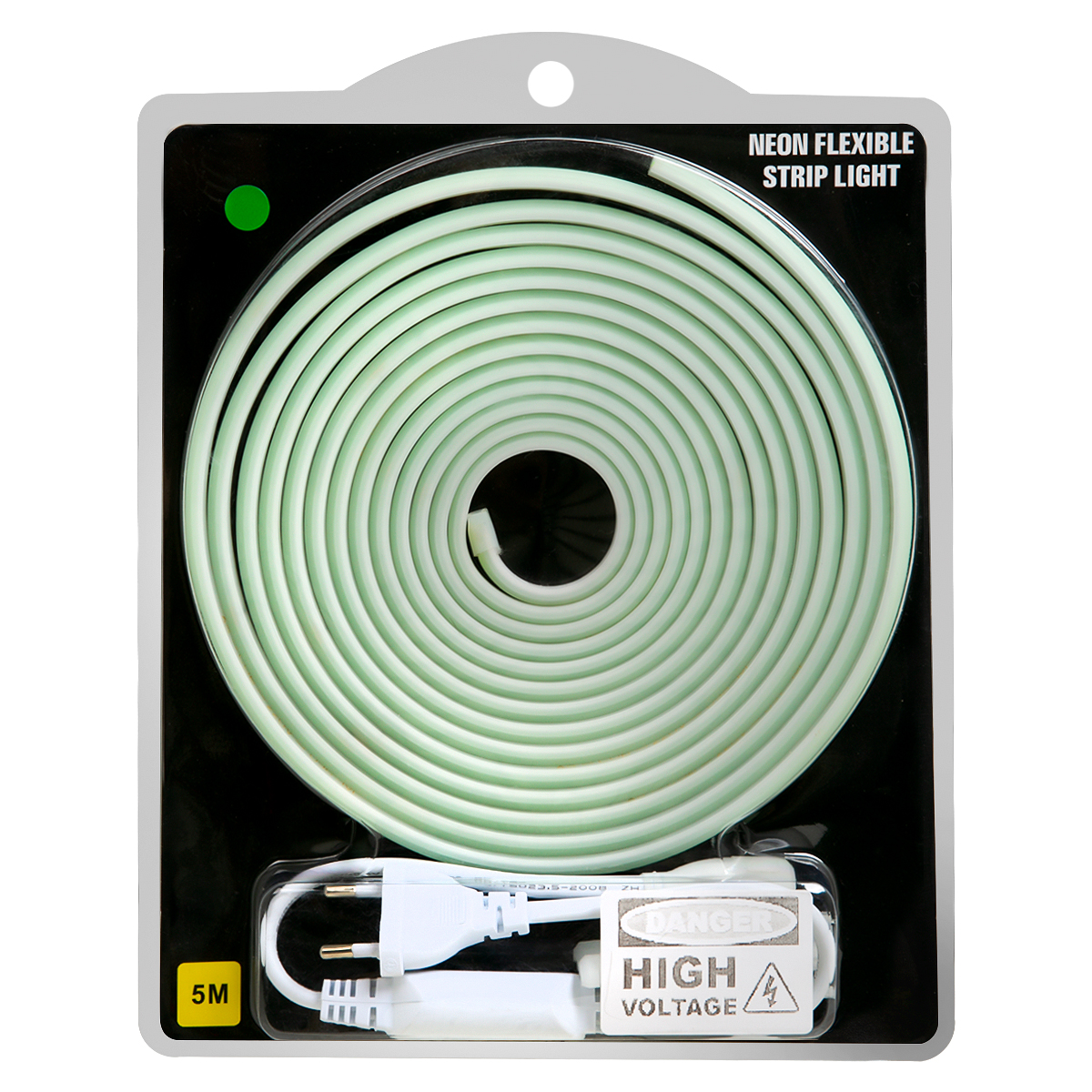 Лента гибкая светодиодная неоновая с вилкой питания 220 В-COB - комплект 288D зеленого цвета, 5 м