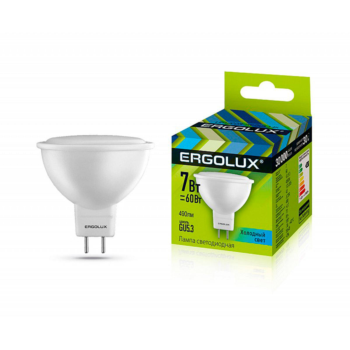 Лампа Ergolux LED-JCDR-7W-GU5.3-4K (Эл.лампа светодиодная JCDR 7Вт GU5.3 4500K 180-240В) 12159