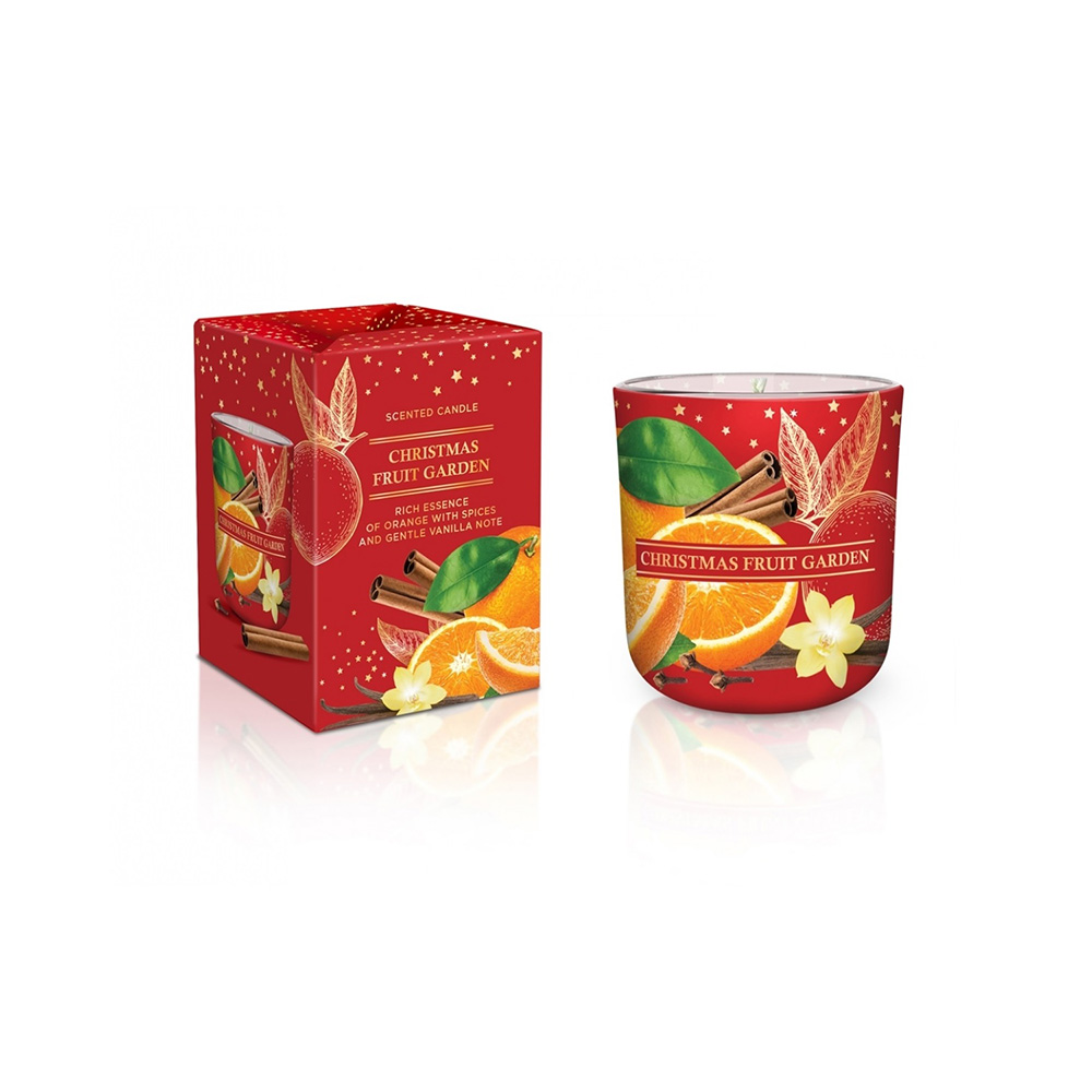 Аромасвеча BARTEK в стакане 150 г Рождественский Фруктовый сад (CHRISTMAS FRUIT GARDEN)