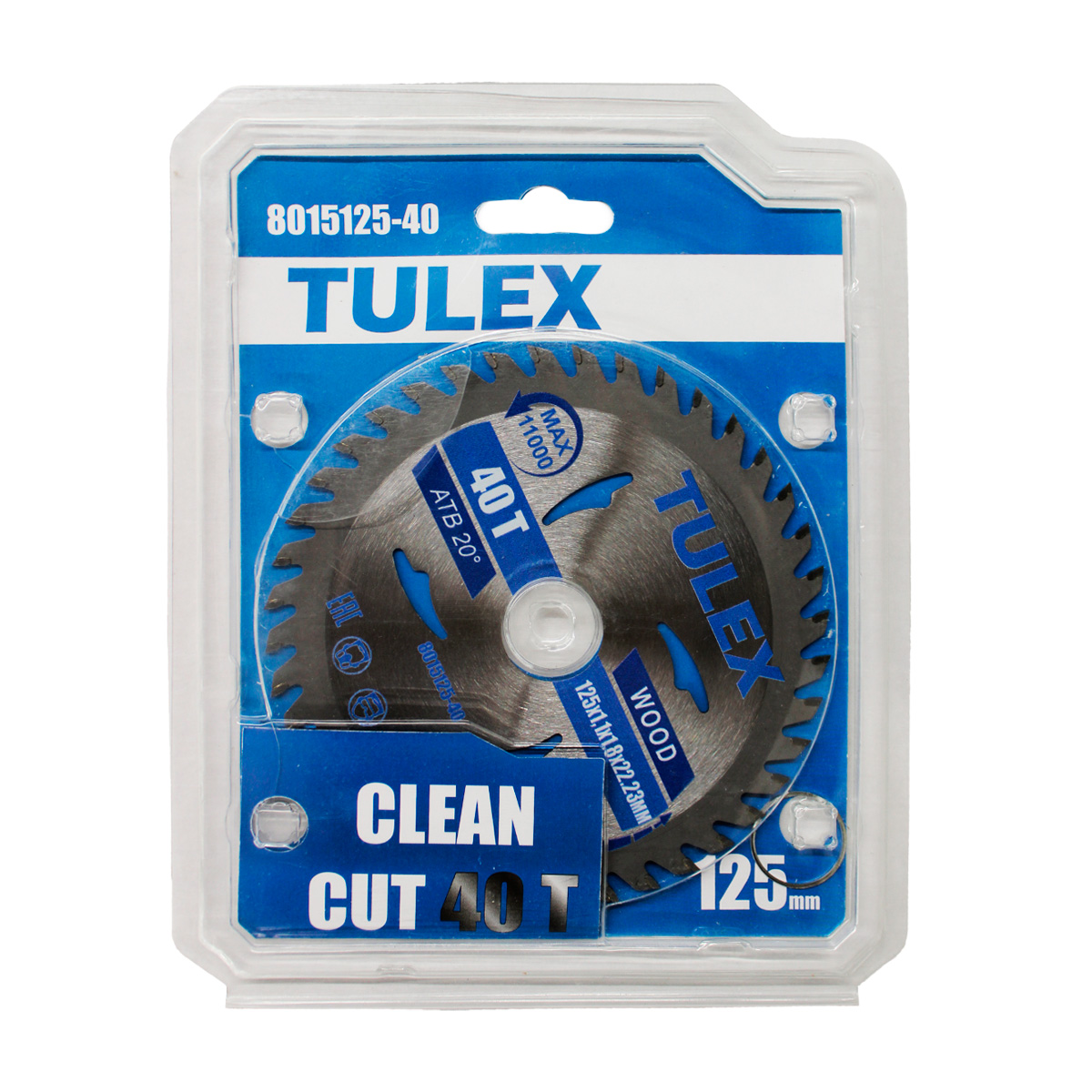 Диск пильный TULEX 8015125-40, ЧИСТЫЙ РЕЗ, по дереву, 125х22,23мм, 40Т