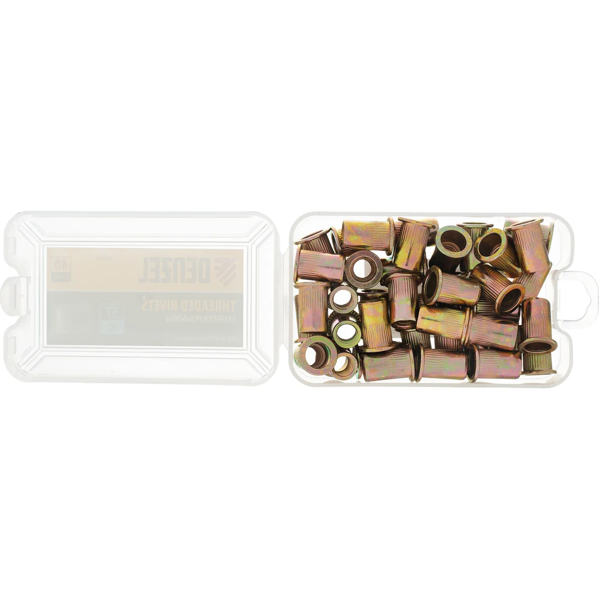 Заклепки резьбовые, стальные, оцинкованные, М6, пластиковый кейс, 70 шт.// Denzel