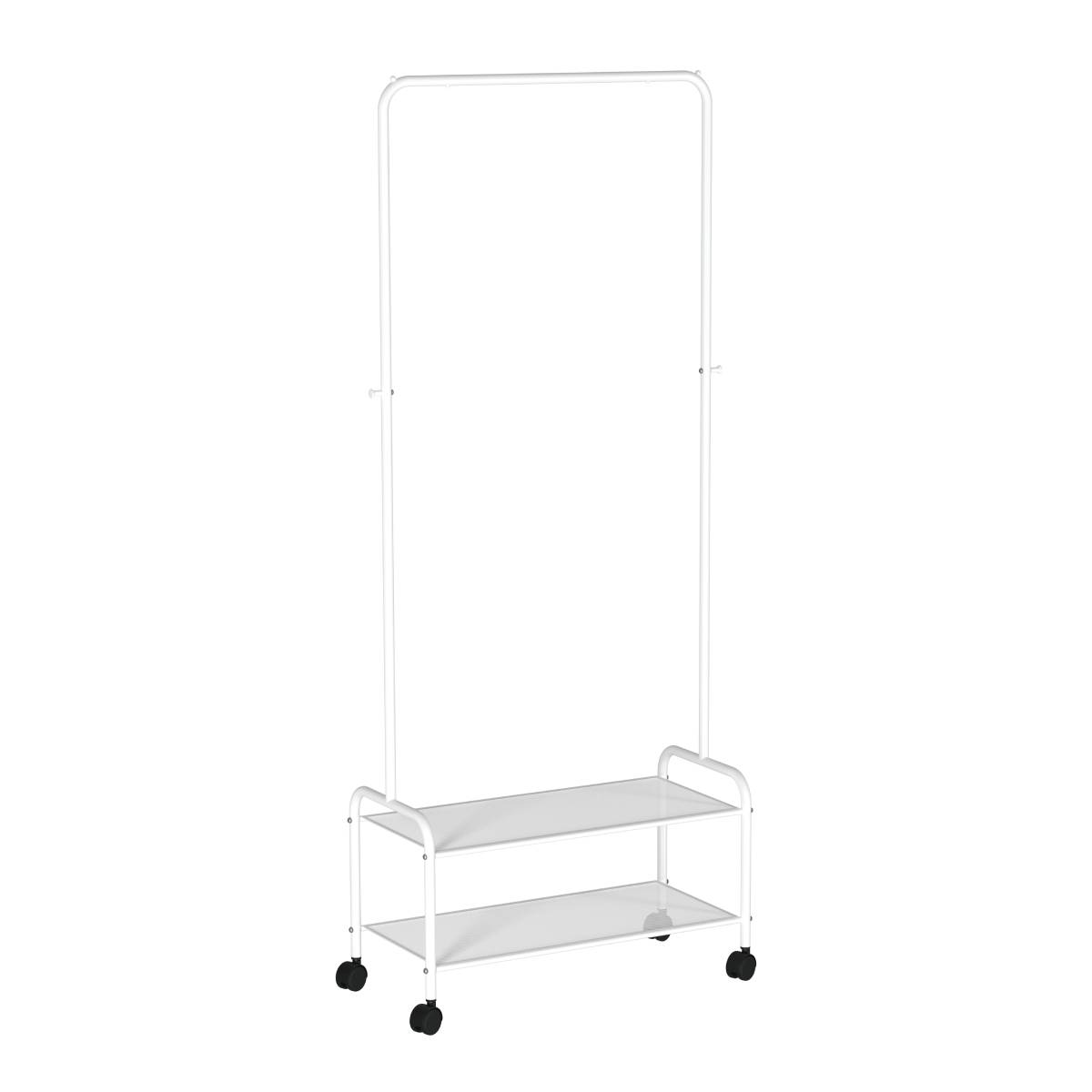 Вешалка гардеробная ЗМИ Валенсия 22М с двумя полками, на колёсах Белый