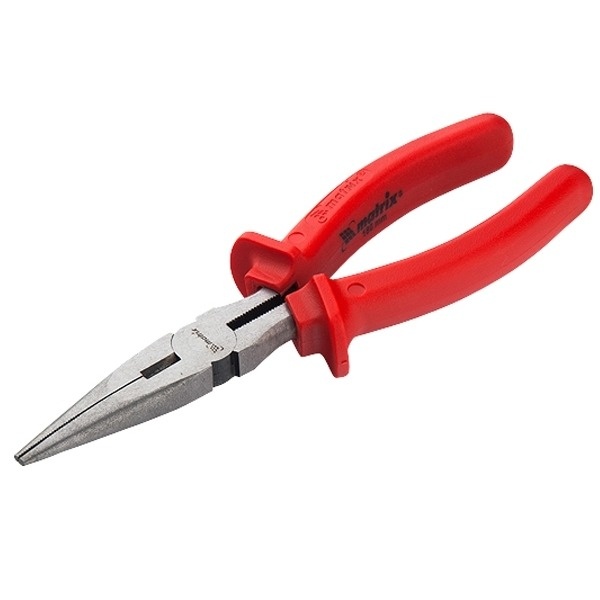 Длинногубцы Econom, 160 мм, изогнутые шлифованные, пластмассовые рукоятки// MATRIX