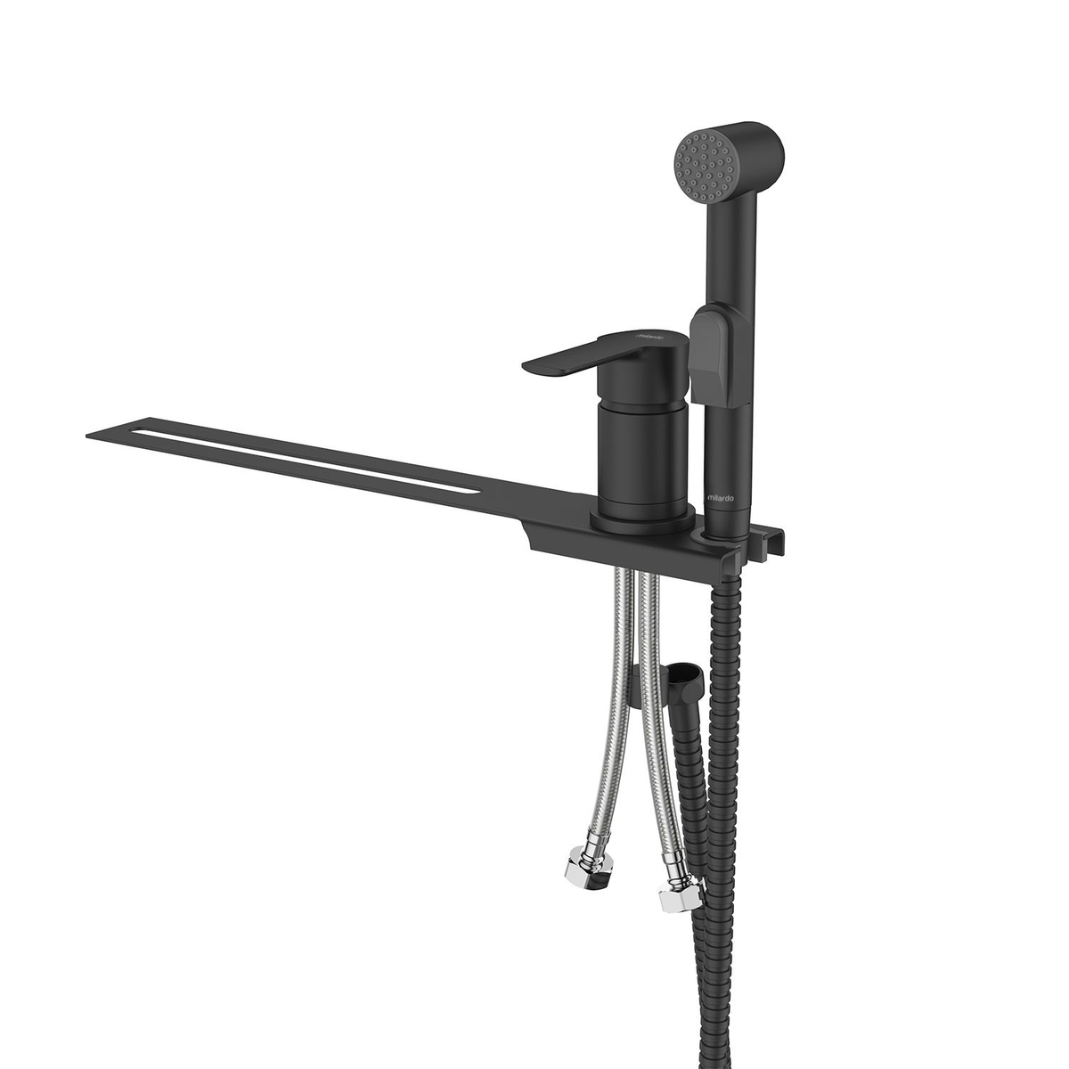 Смеситель Milardo Tidy, 001BL00M08 с гигиеническим душем с установкой на унитаз, черный матовый