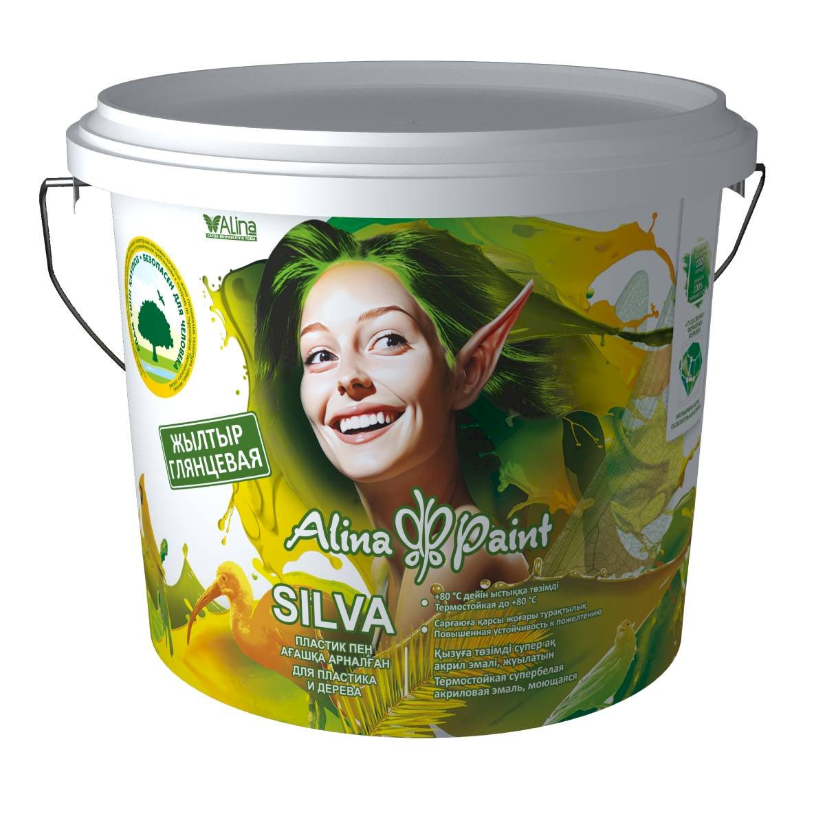 Эмаль, Alina Paint Silva,  для пластика и дерева, глянцевая 3 кг Эмаль, Alina Paint Silva,  для пластика и дерева, глянцевая 3 кг