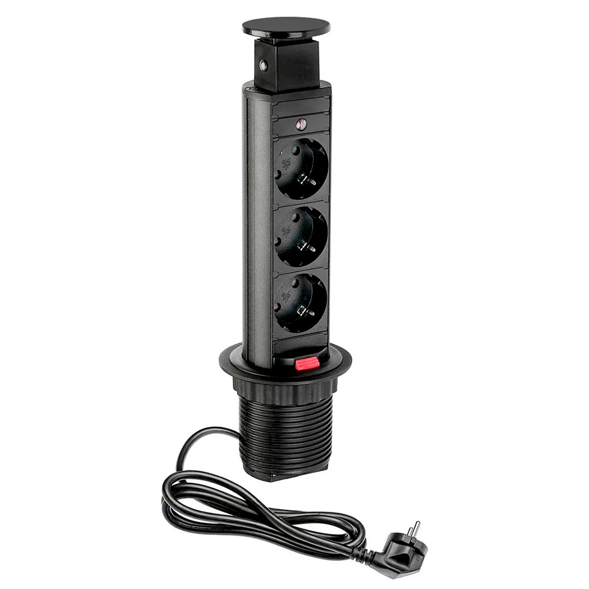 Блок настольный розеточный выдвижной на 3 розетки, чёрный Shelbi STV-3S-B