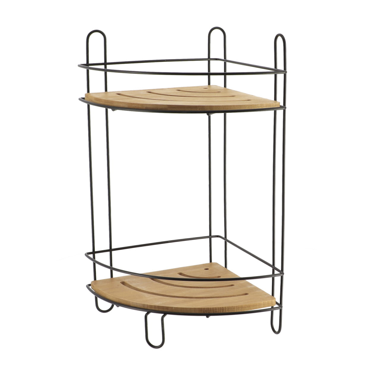 Полка для ванной Tendance угловая 2-х ярусная бамбук/металл черный 9118237