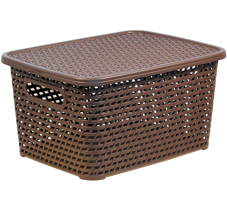 Ящик IDEA РОТАНГ 13л 370х280х190мм коричневый, с крышкой