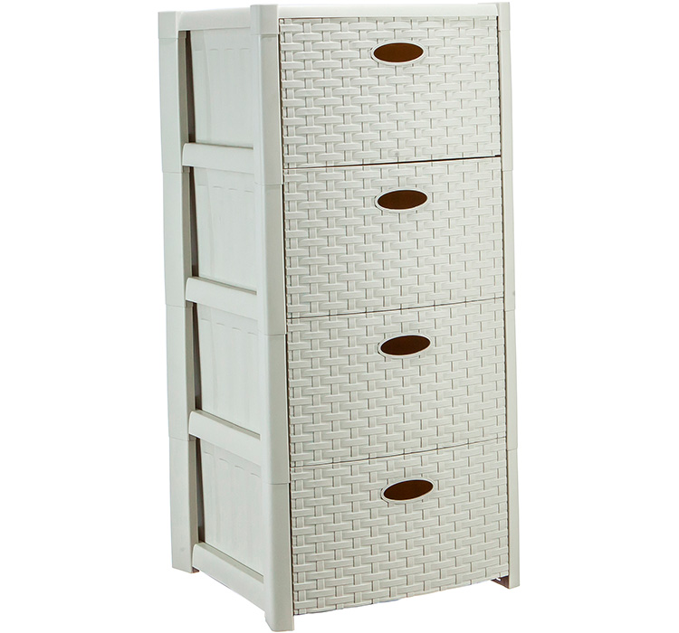 Комод IDEA СТИЛЬ РОТАНГ 4 секции белый ротанг М 2736