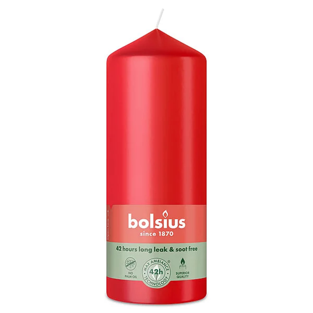 Свеча столбик Bolsius 15х5,8 см Delicate Red