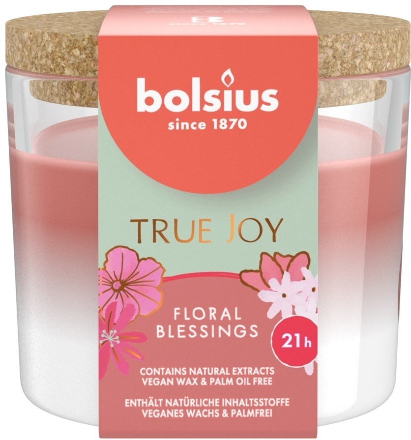 Аромасвеча Bolsius в стакане Floral bessings 66х83 мм 21 ч.с пробковой крышкой