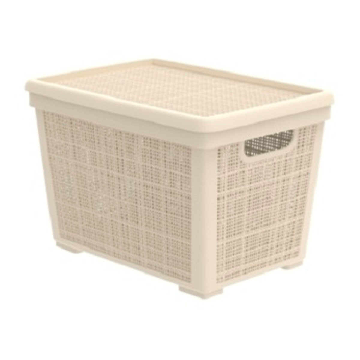 Корзина Альт-Пласт Лён для хранения с крышкой плетёная 22л слоновая кость АП 452