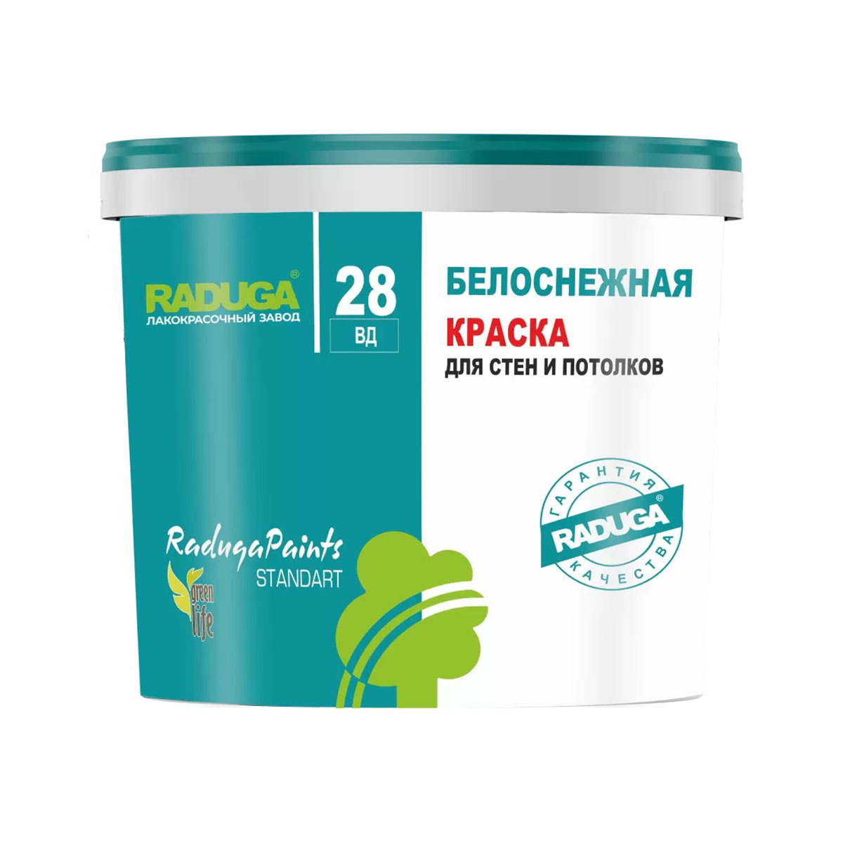 Краска для стен и потолков "Радуга-28" белоснежная акриловая 1,3 кг