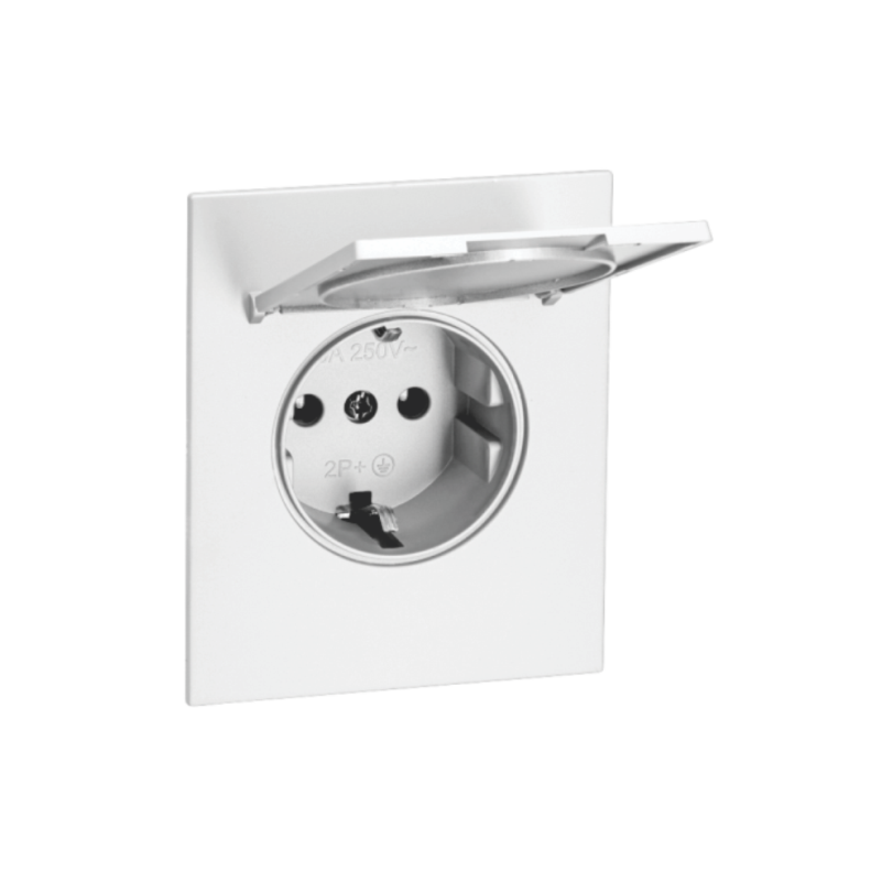 Розетка 16А с з/шт з/к с/у б/рамки IP20 QUATTRO ARCTIC WHITE UNIT (10)