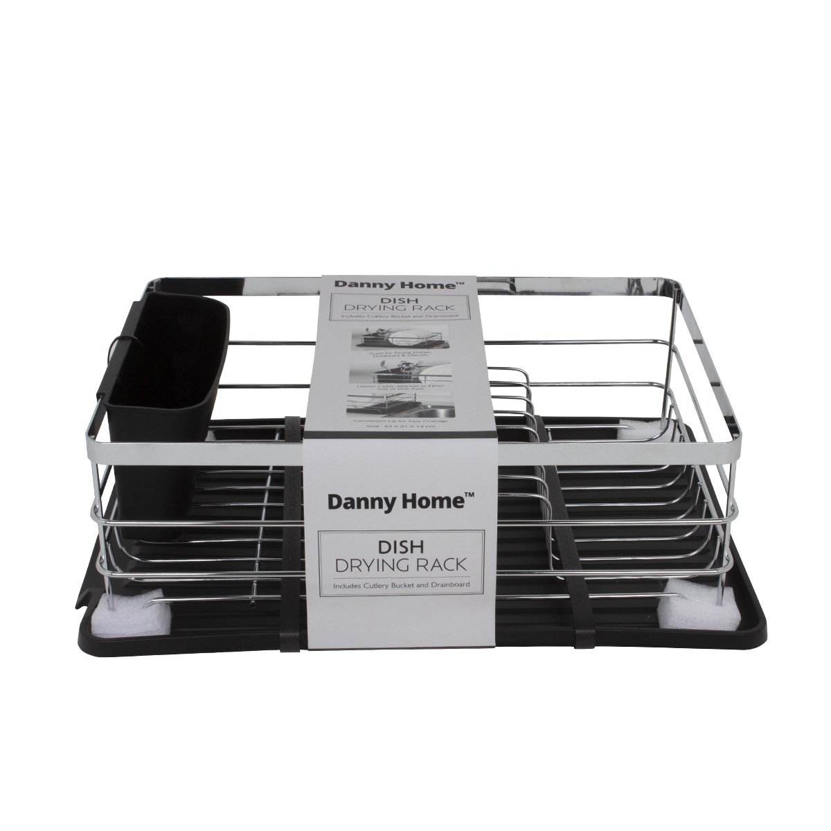 Сушилка для посуды DH хром с пластиковым поддоном 39х28х12,5 см ZYB062