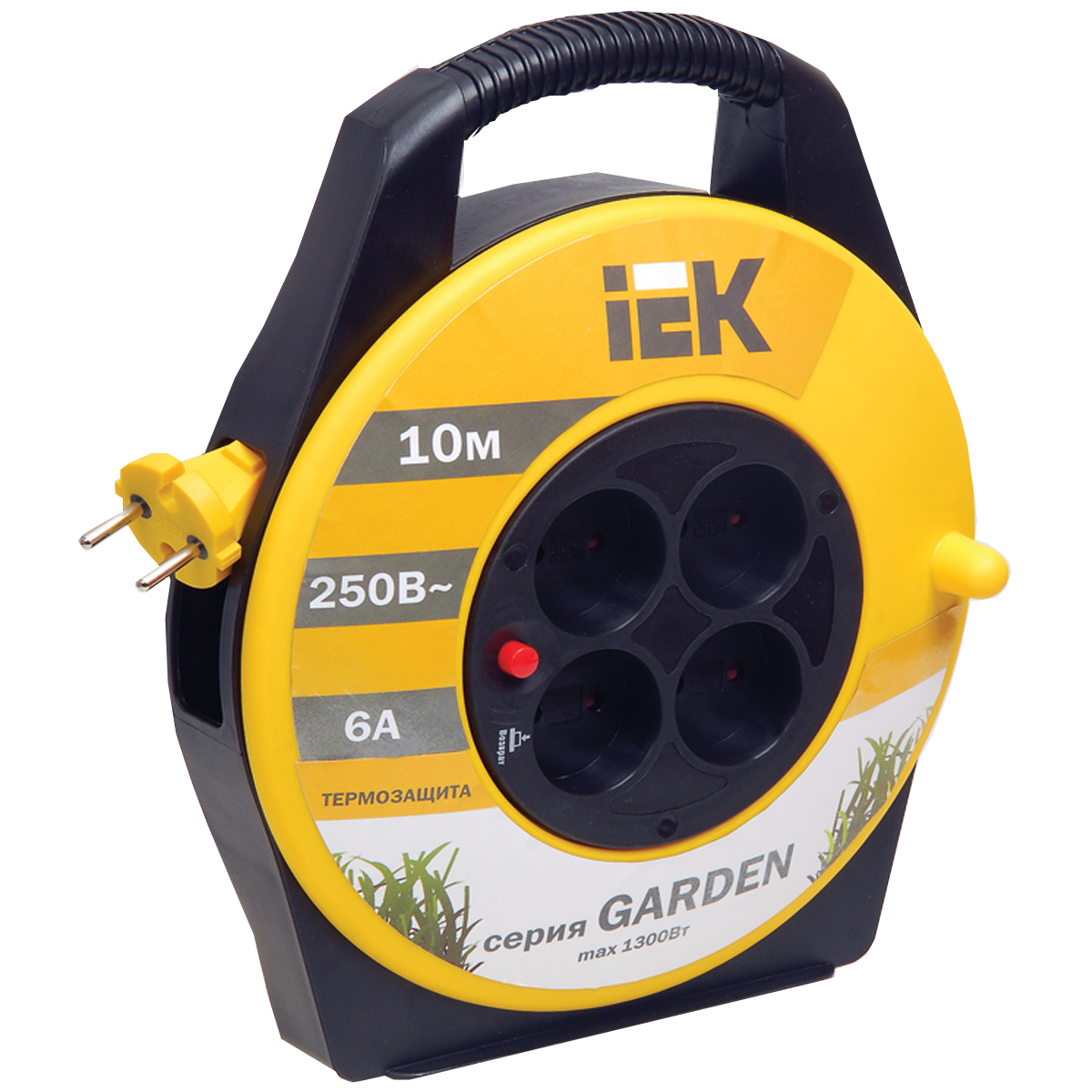 Удлинитель на катушке УК10 с термозащитой 4 места 2P/10м 2х0,75мм2 GARDEN IEK