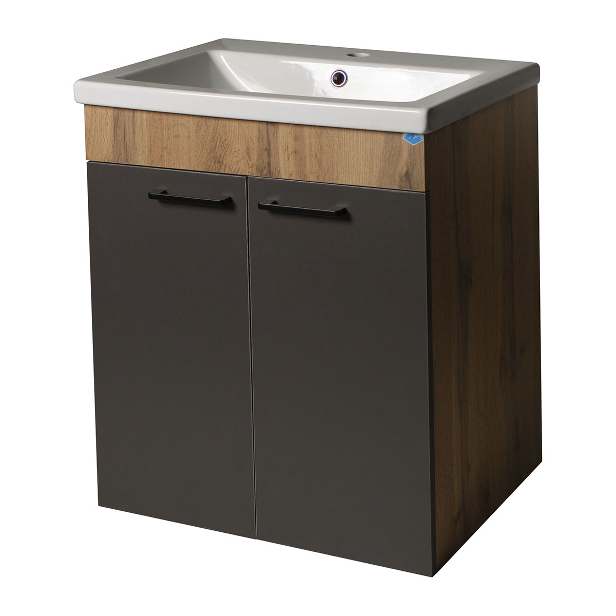 Тумба Neo Breeze 60, напольная, 2 двери, графит-дерево Тумба Neo Breeze 60, напольная, 2 двери, графит-дерево