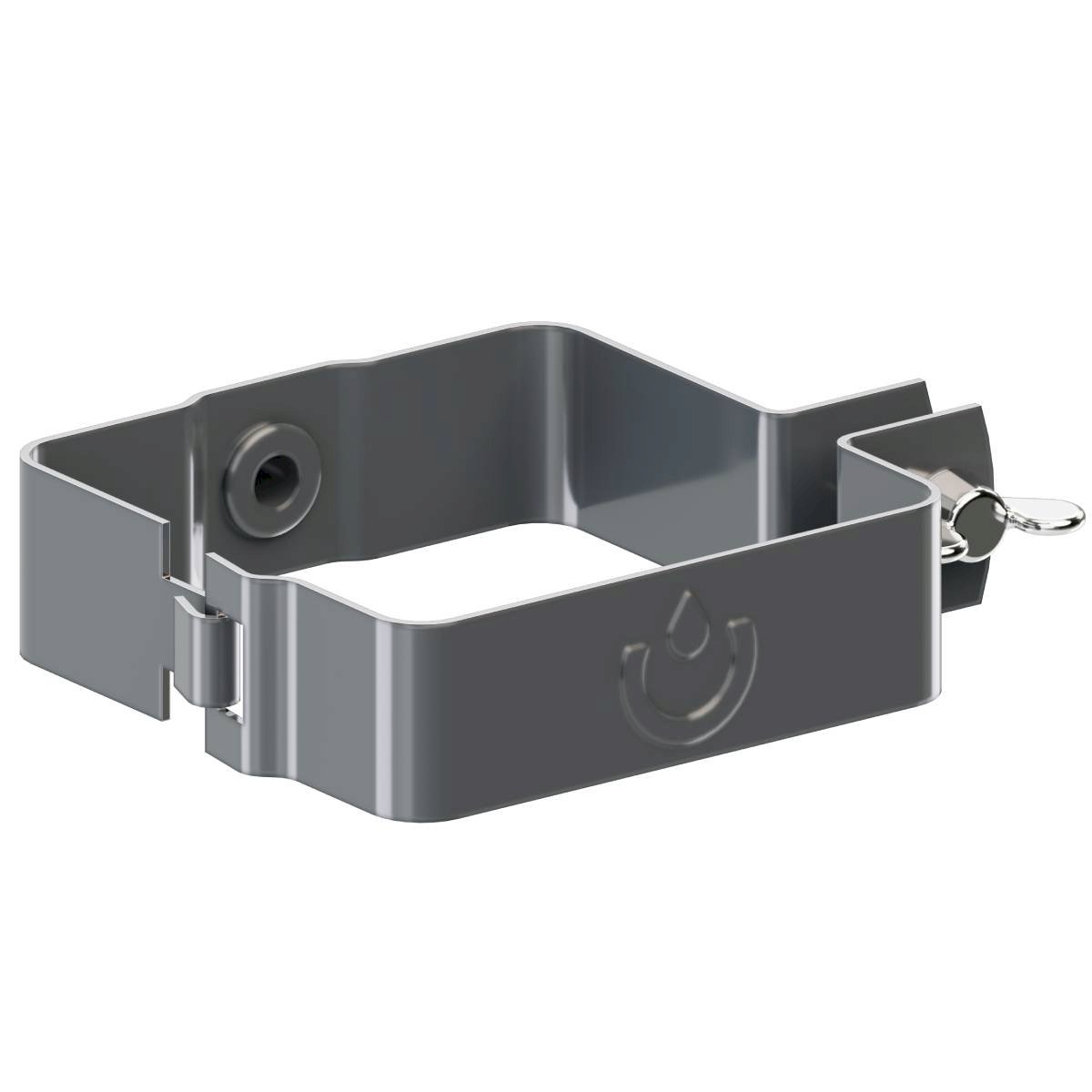 КРОП СТАЛЬНОЙ ХОМУТ КВАДРАТНОЙ ТРУБЫ ПВХ 80x80. графит