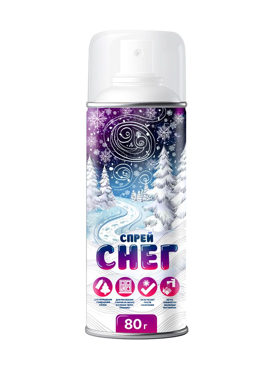 Снег искусственный Magic Time в спрее для праздничного декорирования, не тающий 80 г 95020