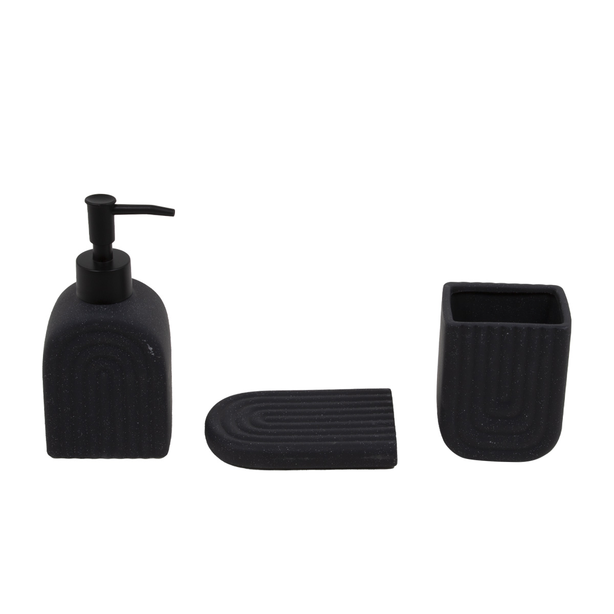 Набор для ванной комнаты Bathlux Black Half Threaded (дозатор, стакан, мыльница) 73182