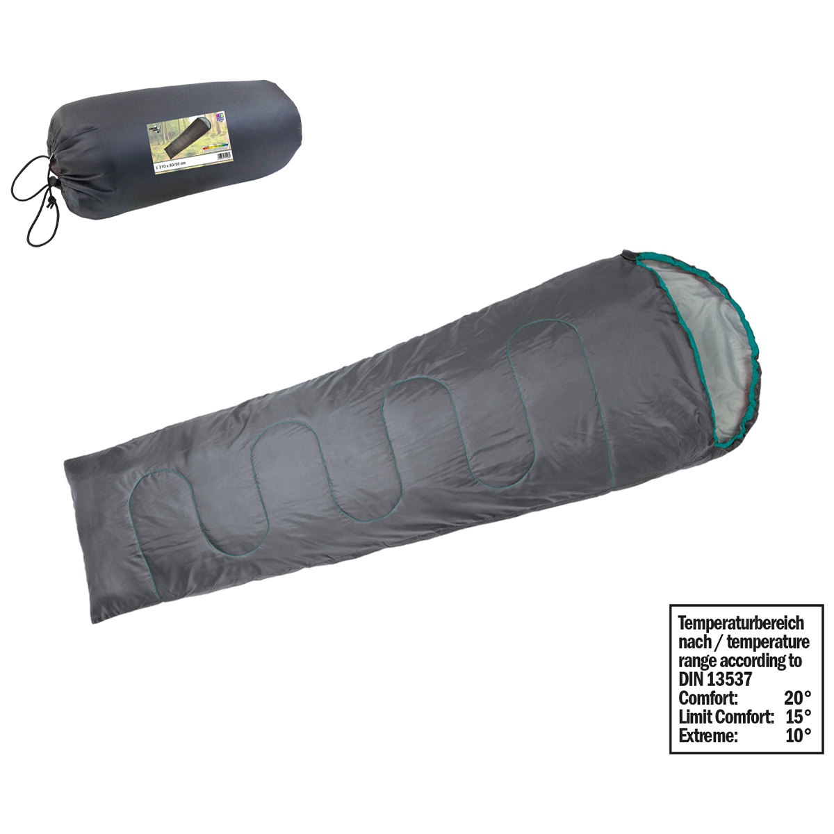 Мешок спальный Camping Check Mummy 180+30х80 см кокон полиэстер 170T 10-20°С 120 г/м2 79006